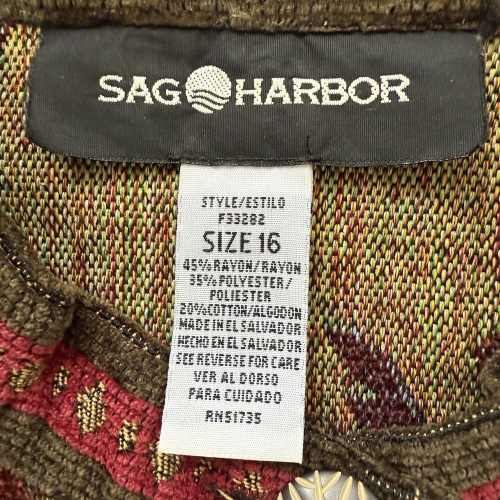 Sag Harbor Jacket Womens 16 Vintage Boho Floral Tapestry Buttons Blazer Coat - Picture 7 of 10